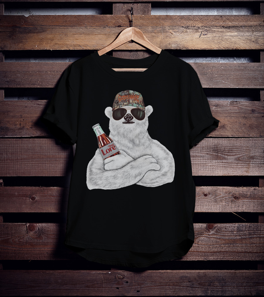 Crosswater Hardlore Polar Bear With Sunglasses And Soda Bottle T-Shirt