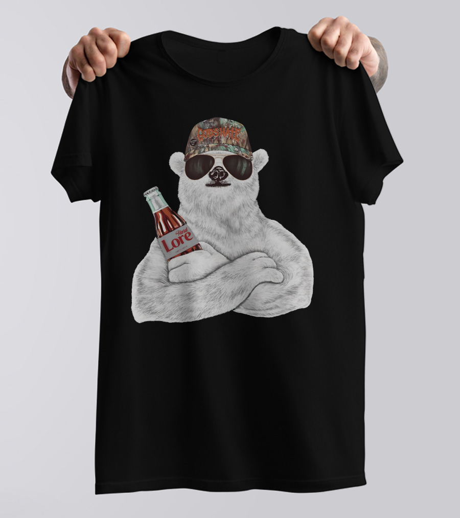 Crosswater Hardlore Polar Bear With Sunglasses And Soda Bottle T-Shirt