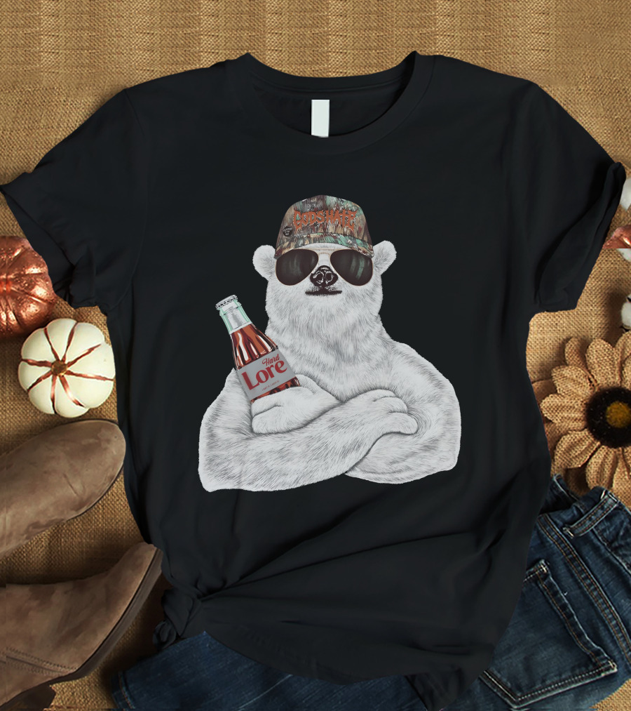 Crosswater Hardlore Polar Bear With Sunglasses And Soda Bottle T-Shirt