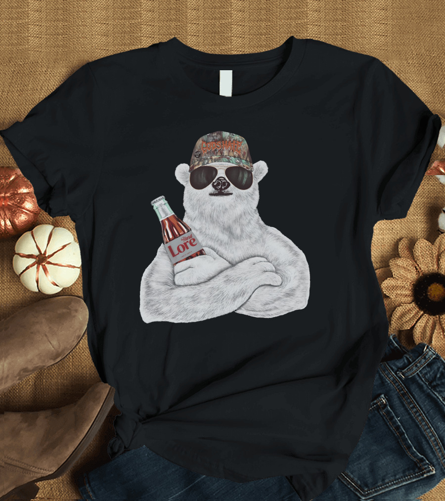Crosswater Hardlore Polar Bear With Sunglasses And Soda Bottle T-Shirt