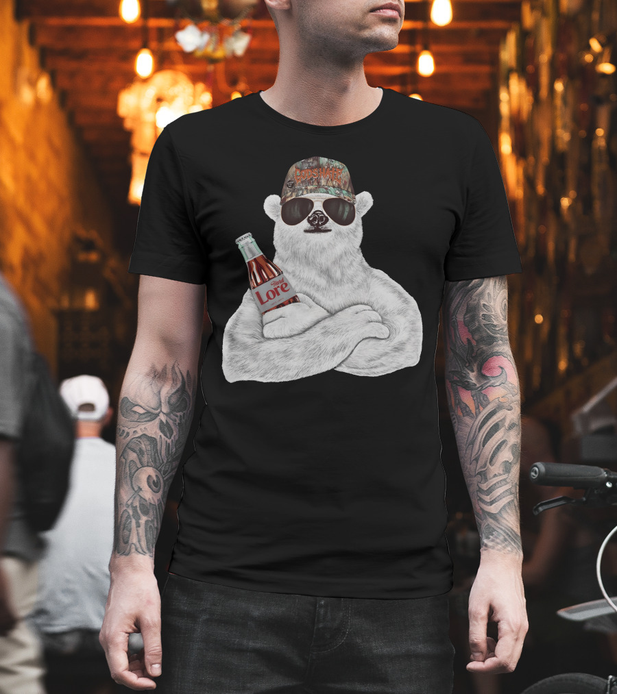 Crosswater Hardlore Polar Bear With Sunglasses And Soda Bottle T-Shirt