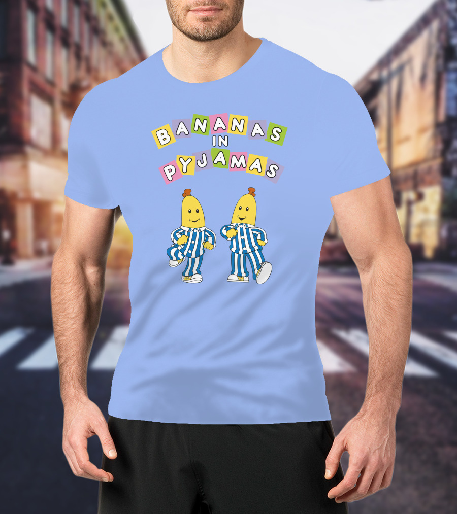 Bananas In Pyjamas Cartoon Characters In Blue And White Striped Outfits T-Shirt