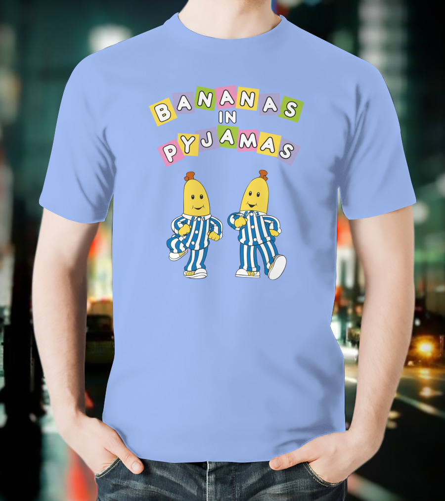 Bananas In Pyjamas Cartoon Characters In Blue And White Striped Outfits T-Shirt