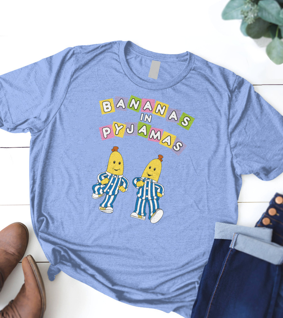 Bananas In Pyjamas Cartoon Characters In Blue And White Striped Outfits T-Shirt