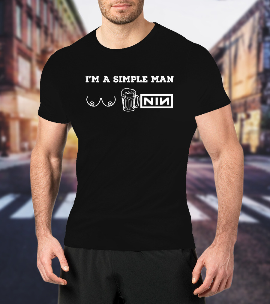 I'm A Simple Man I Like Beer Drums Guitar T-Shirt