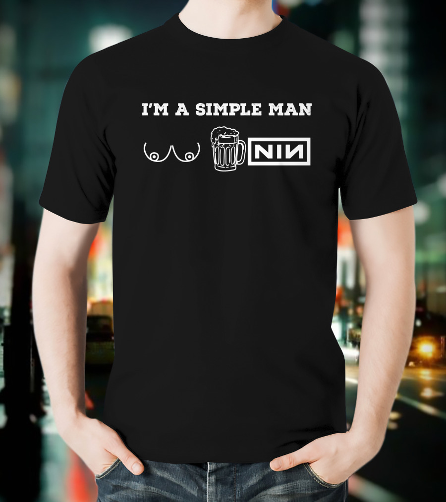 I'm A Simple Man I Like Beer Drums Guitar T-Shirt