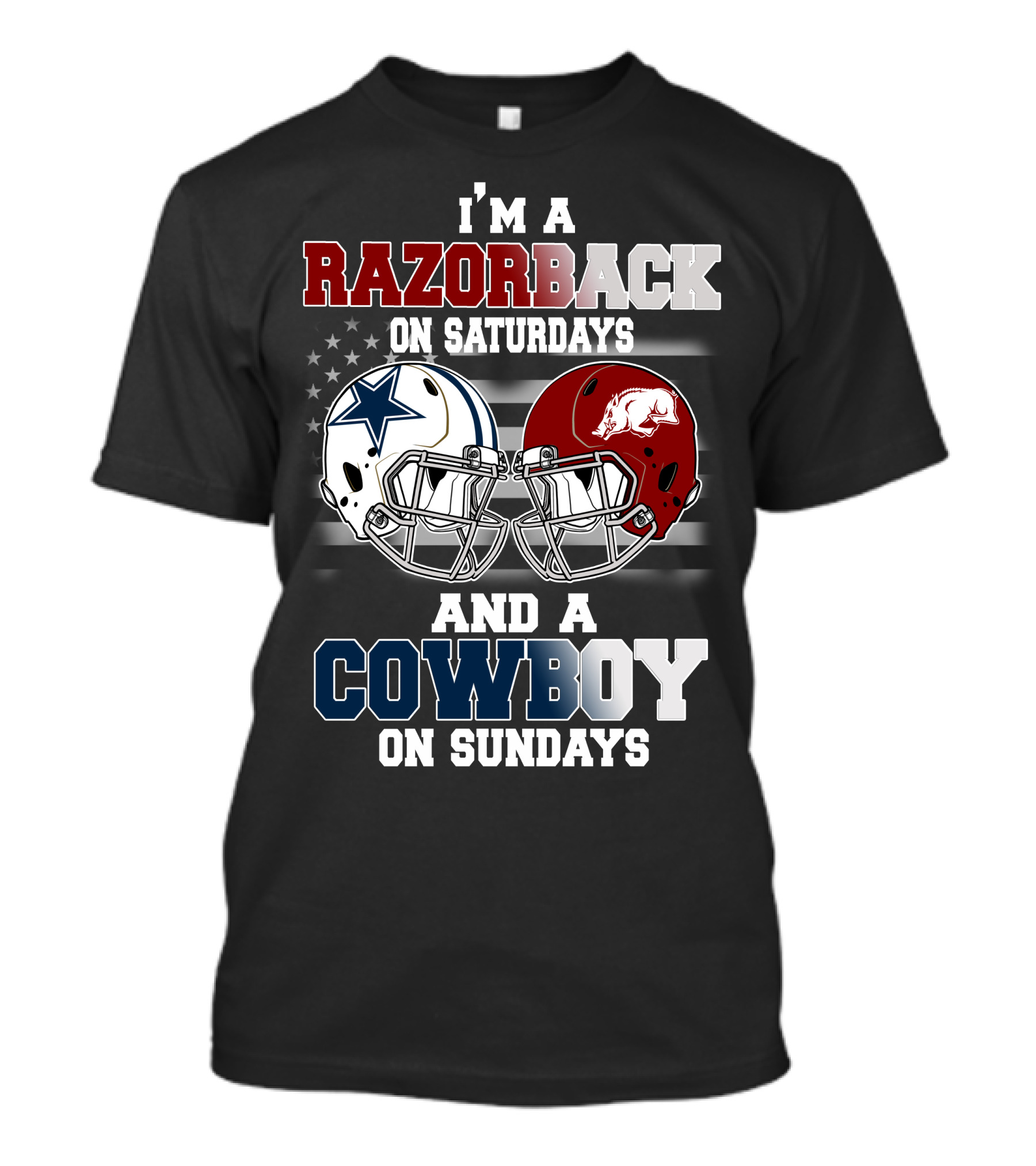 Razorback On Saturdays Cowboy On Sundays Football Helmets T-Shirt