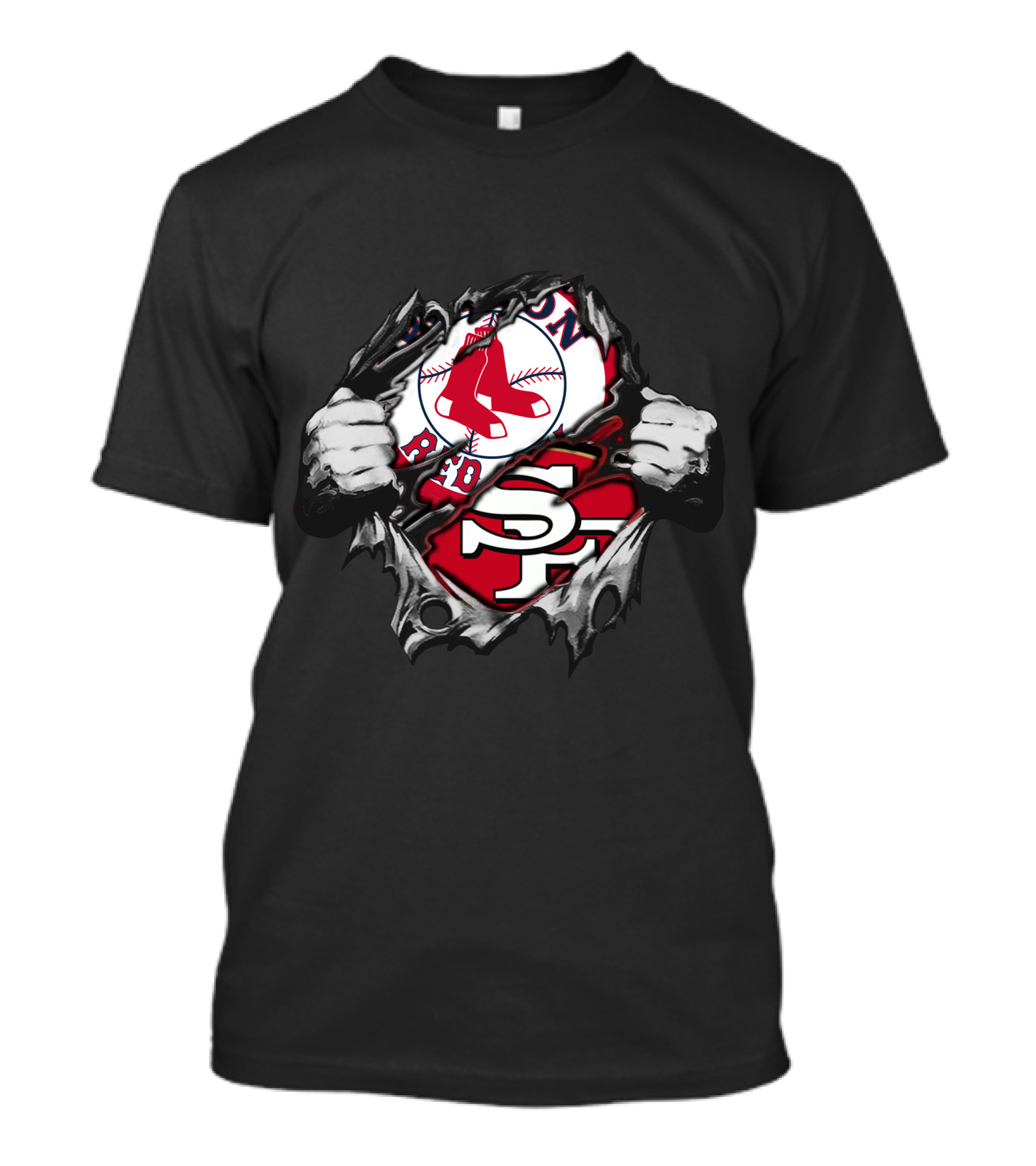 49ers Redsox Collaboration Dual Loyalty Sports Fan Fusion T-Shirt