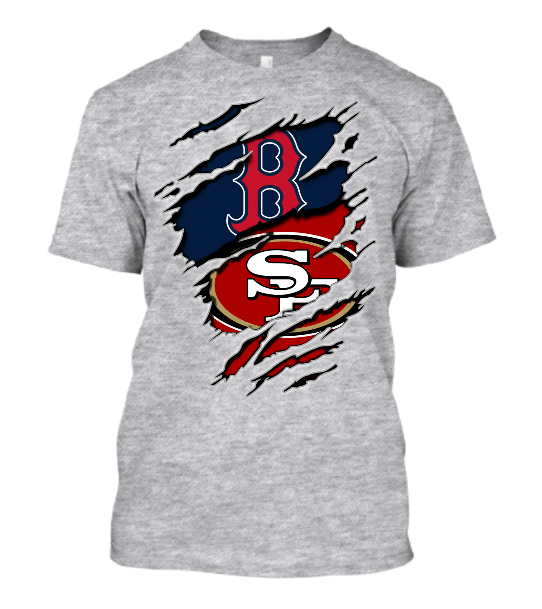 49ers Redsox Sf B Baseball Football Logo Tear T-Shirt