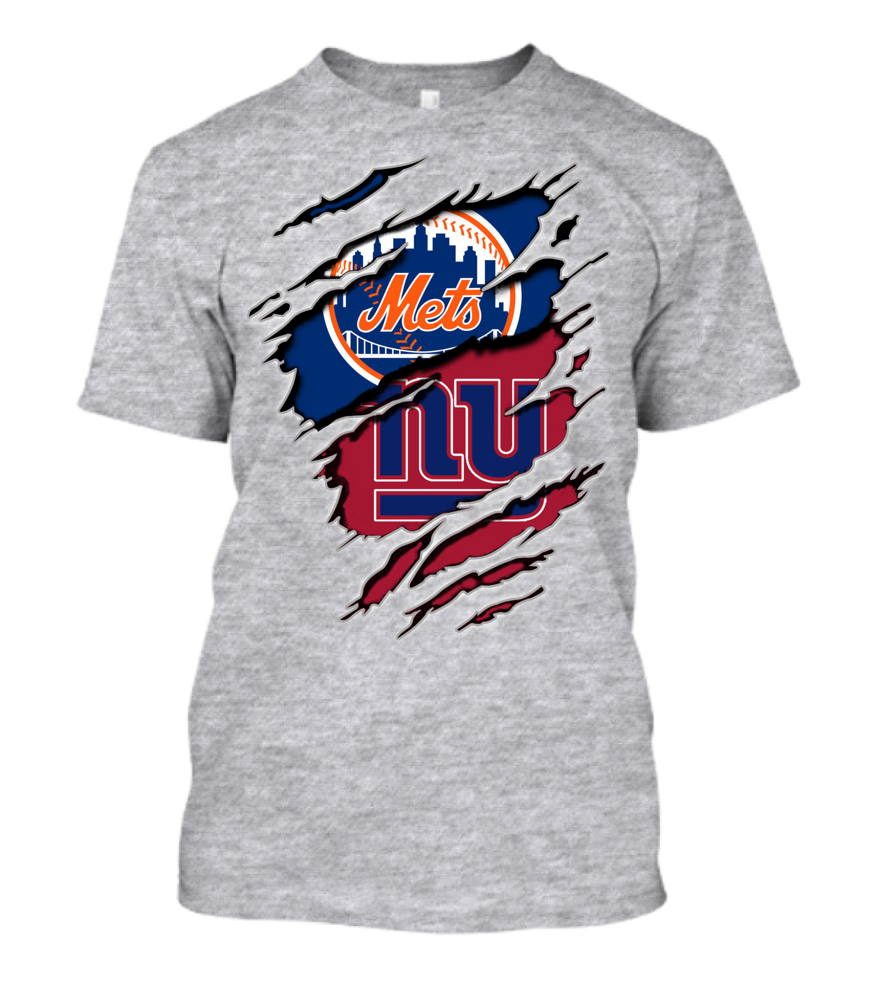 Mets Giants Baseball Football Crossover Ripped T-Shirt