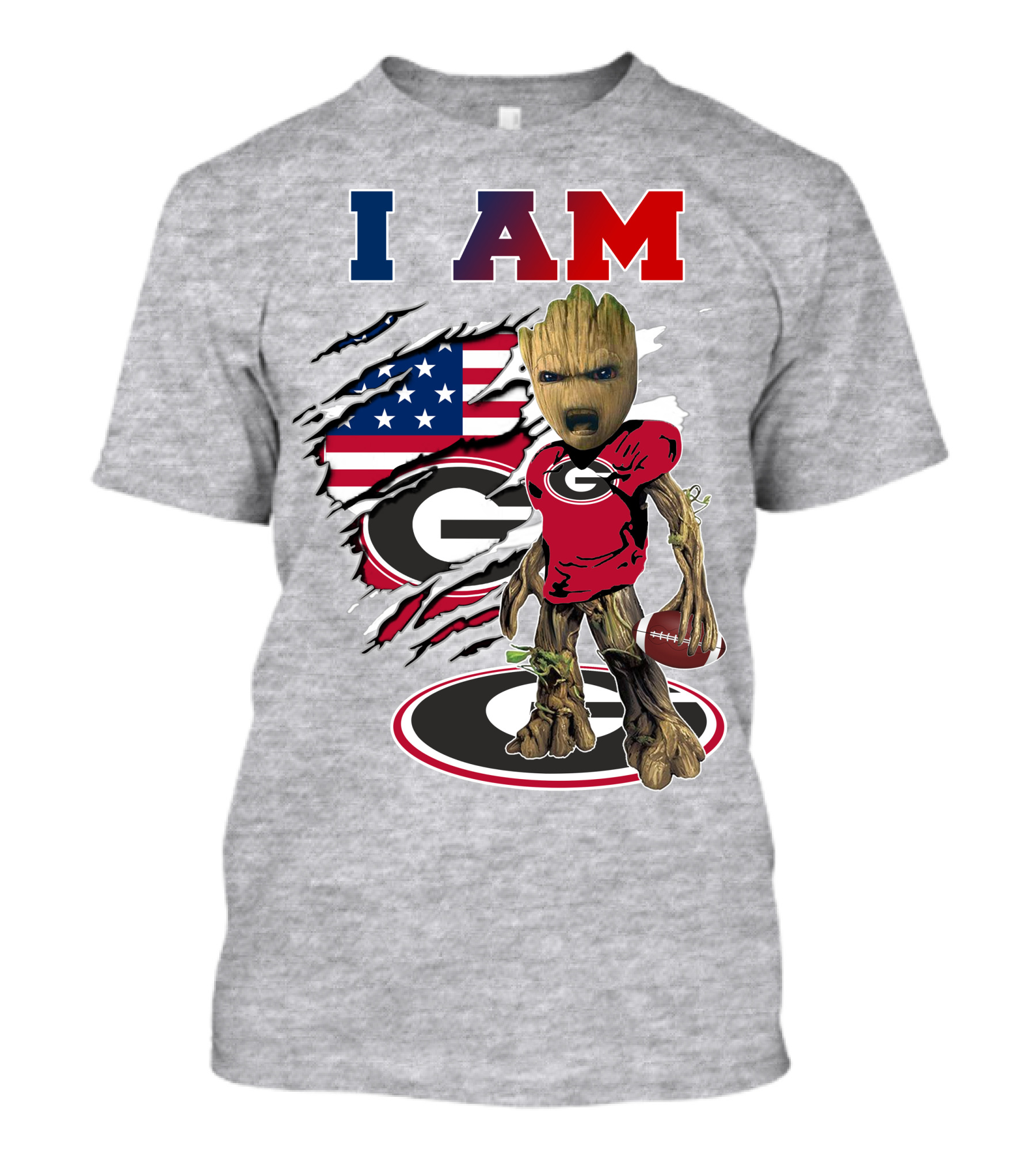 I Am Bulldogs Georgia Groot American Flag Football T-Shirt