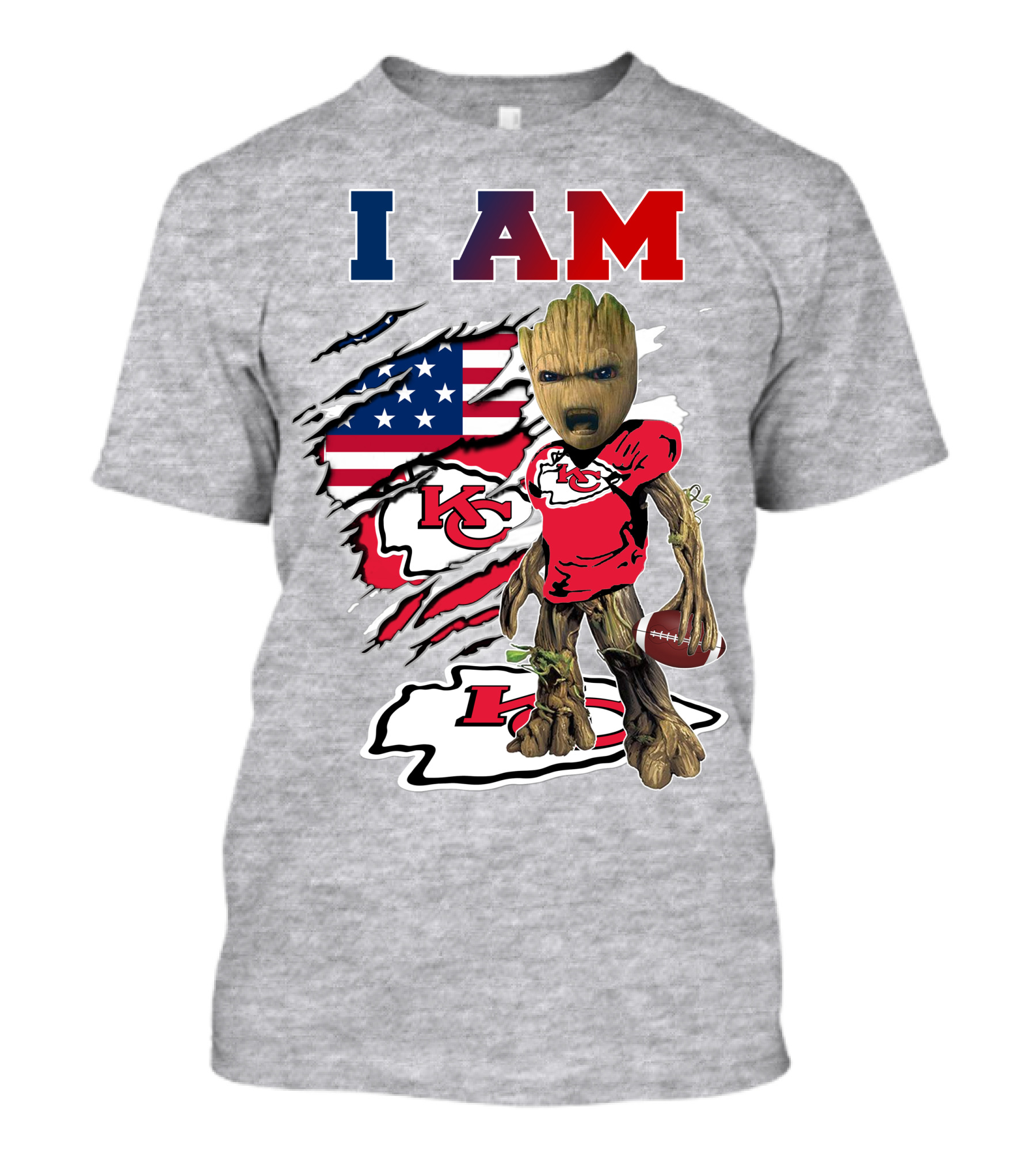 I Am Kc Chiefs Groot Football Usa Flag T-Shirt