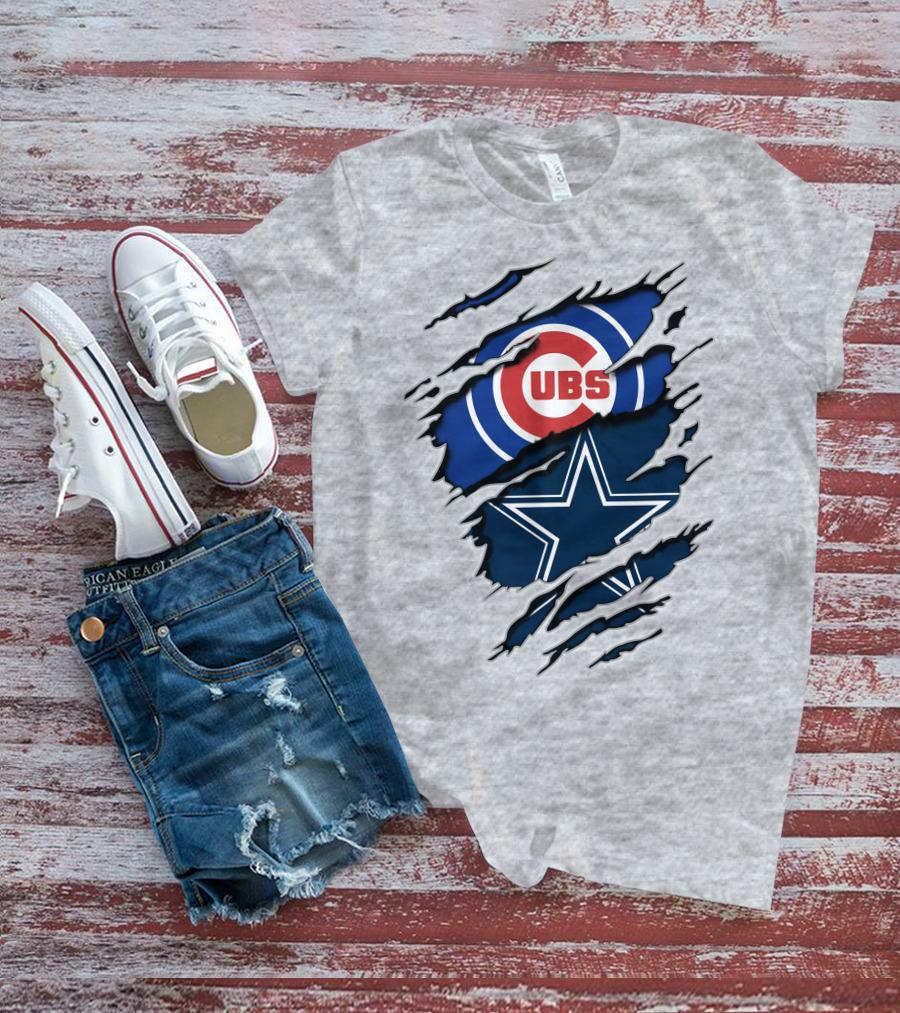 Cubs And Cowboys Fan Symbol Fusion T-Shirt