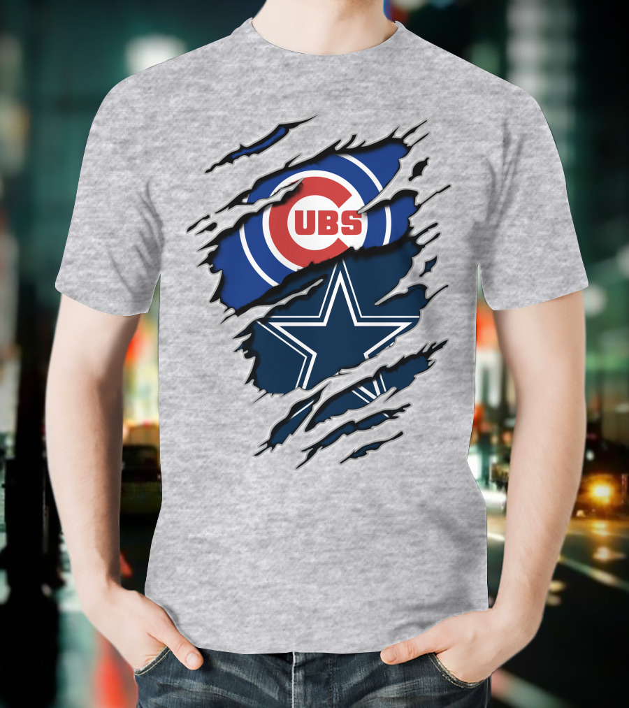 Cubs And Cowboys Fan Symbol Fusion T-Shirt