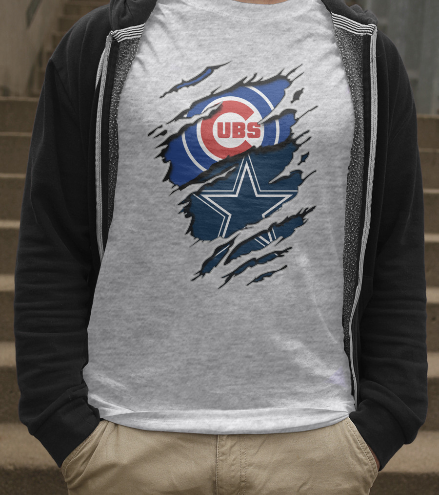 Cubs And Cowboys Fan Symbol Fusion T-Shirt