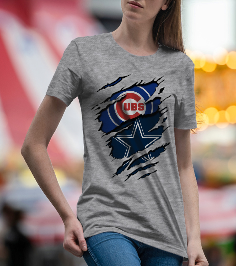 Cubs And Cowboys Fan Symbol Fusion T-Shirt