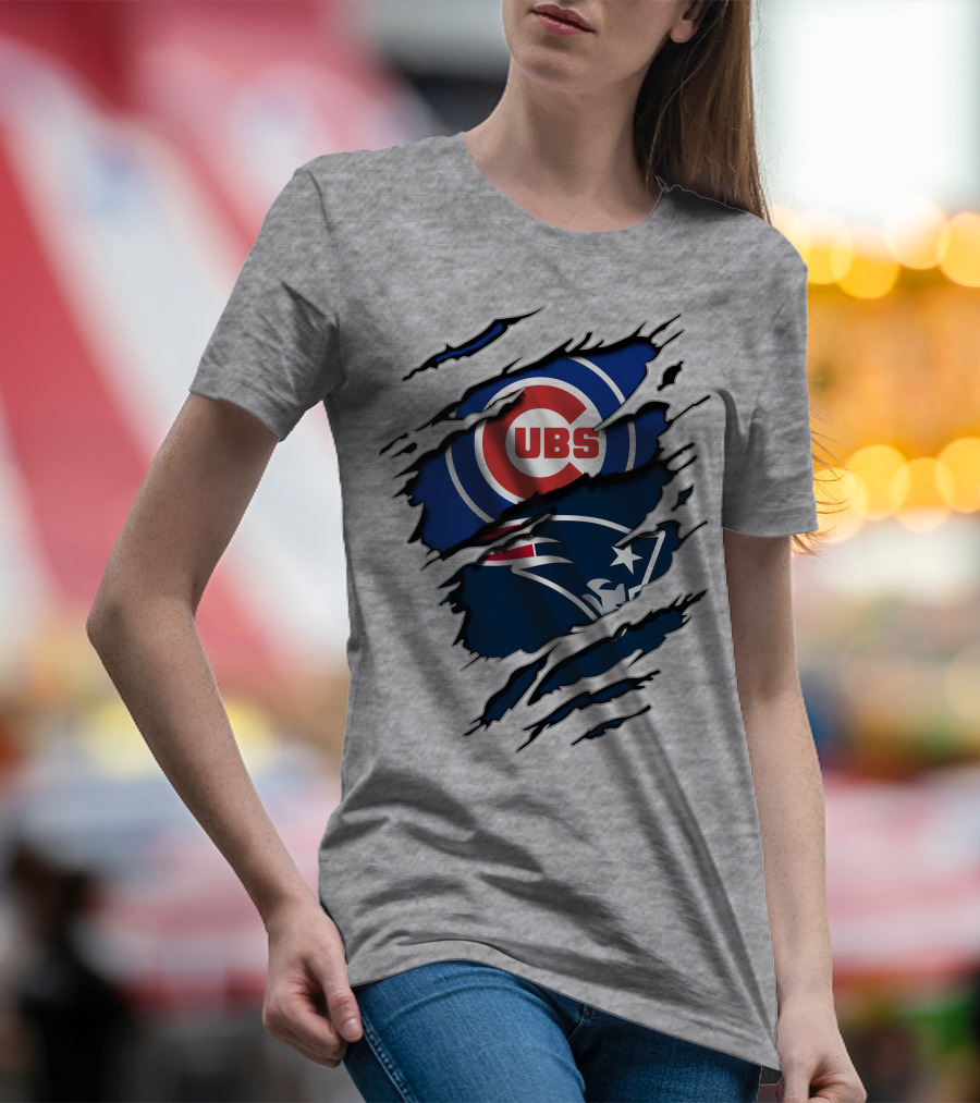 Cubs Patriots Logo Mashup Fan T-Shirt