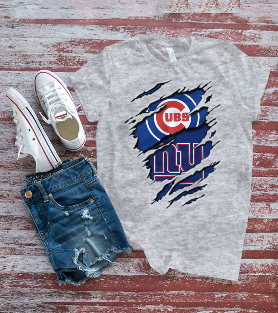 Cubs Giants Logo Fusion Ripped T-Shirt