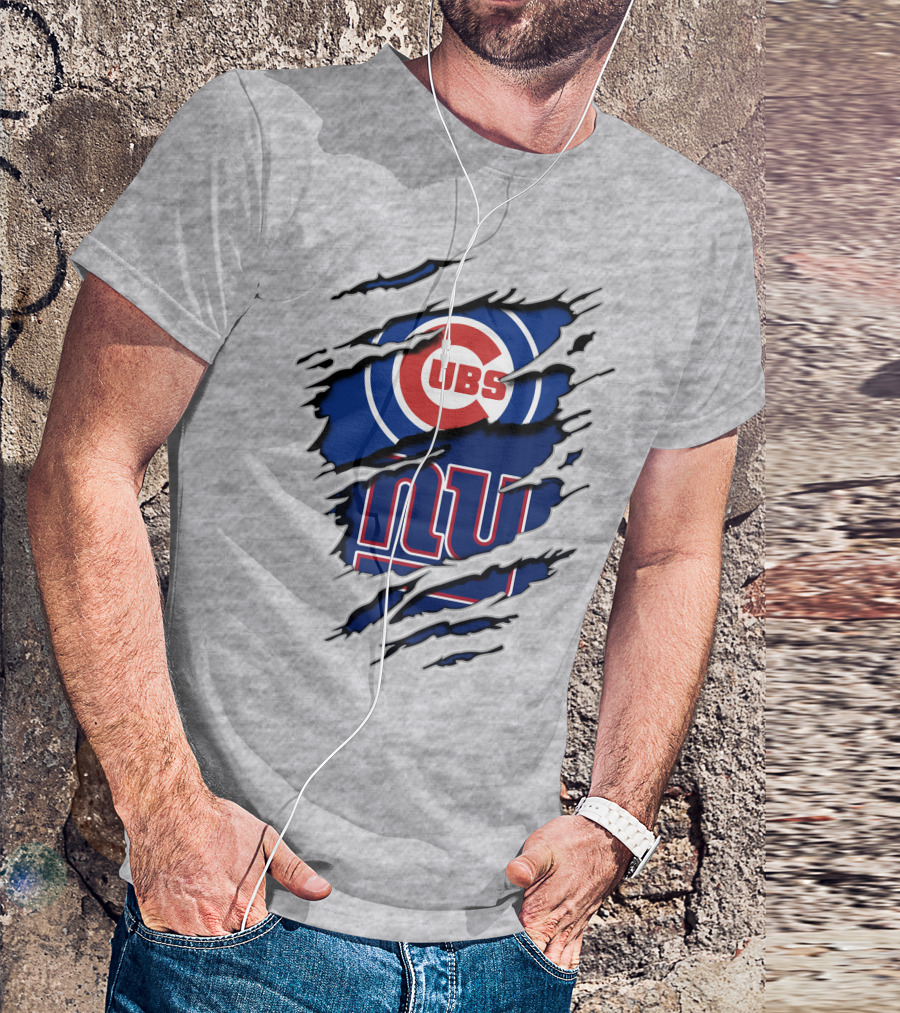 Cubs Giants Logo Fusion Ripped T-Shirt