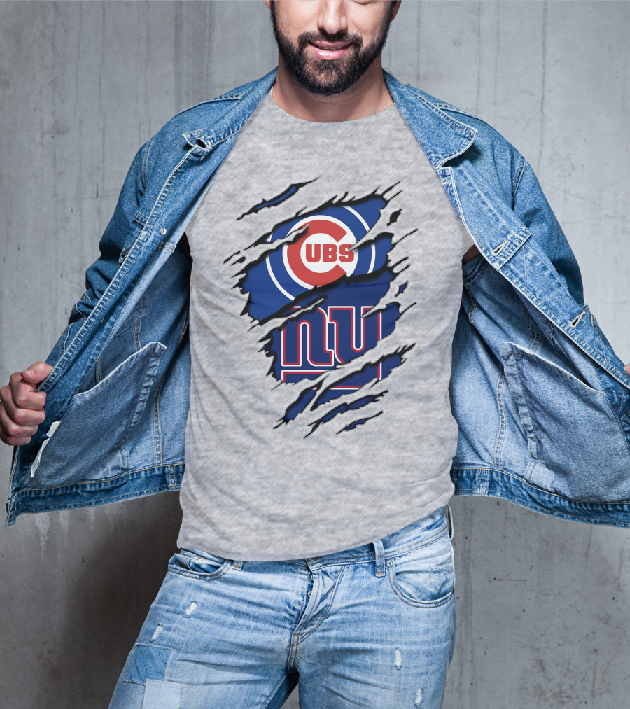 Cubs Giants Logo Fusion Ripped T-Shirt