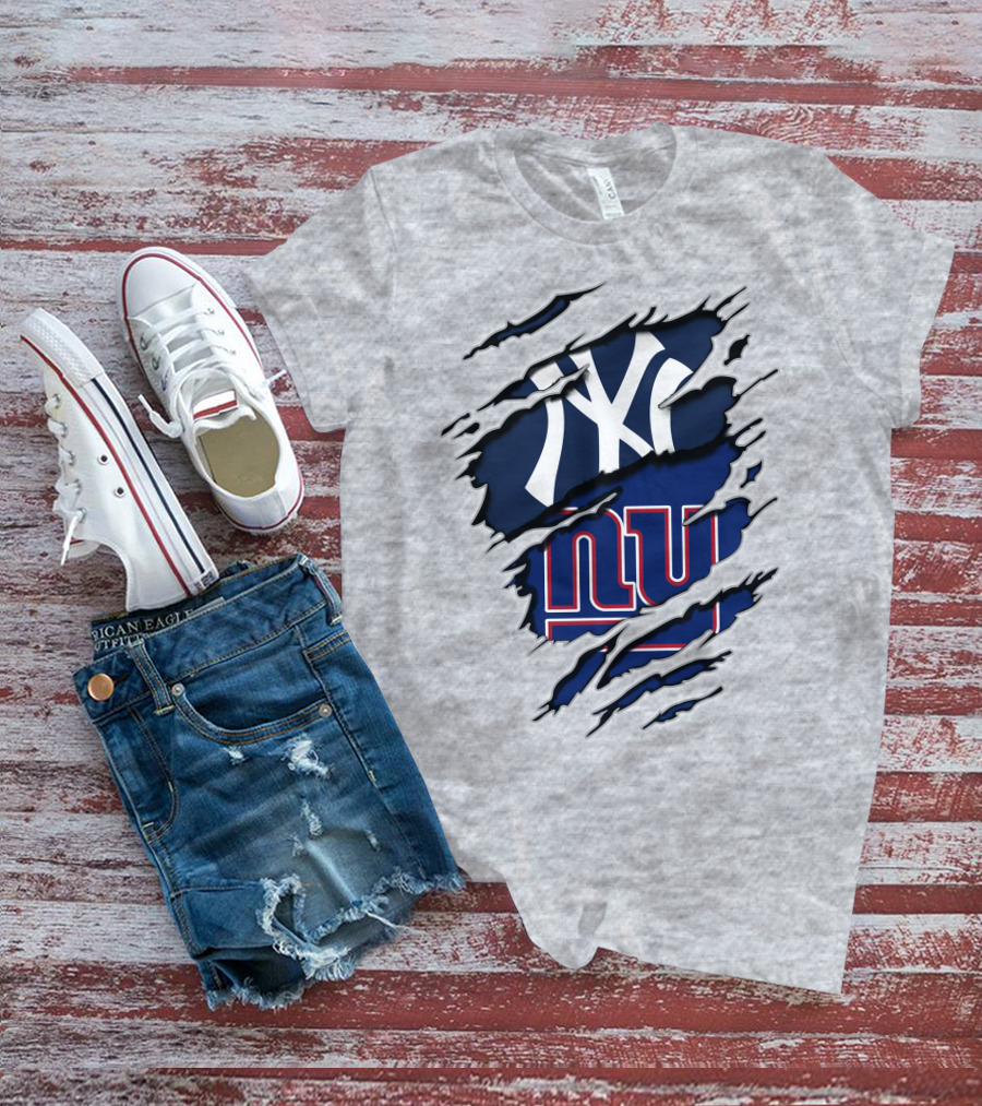 New York Yankees Ny Giants Ripped T-Shirt