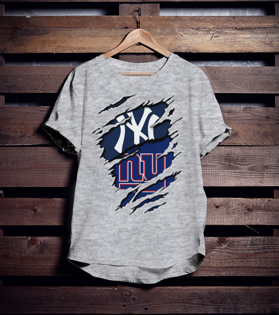 New York Yankees Ny Giants Ripped T-Shirt
