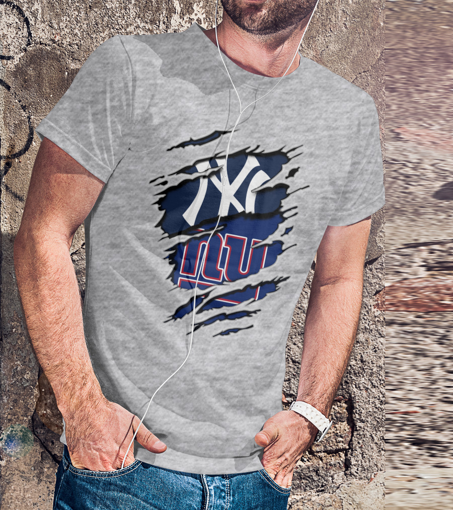 New York Yankees Ny Giants Ripped T-Shirt