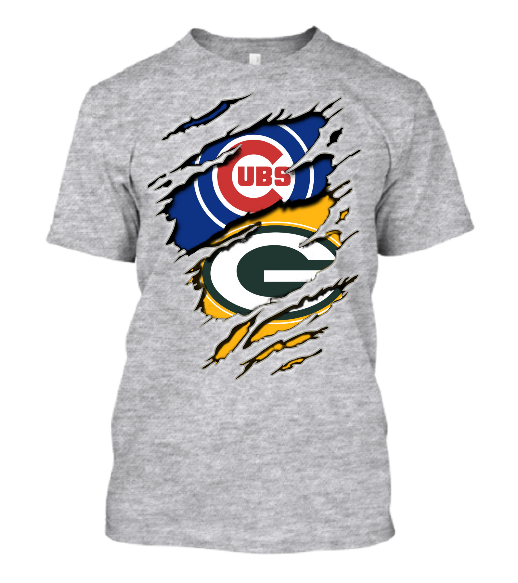 Packers Cubs Torn Logos Fusion T-Shirt