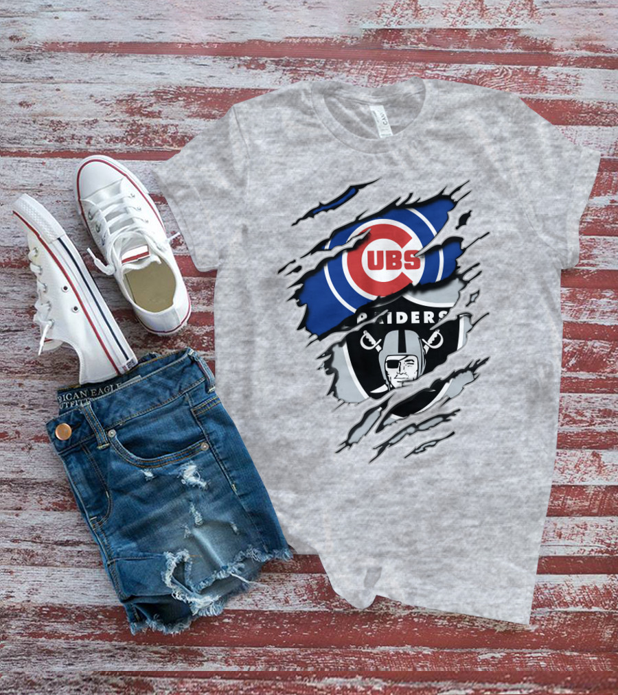 Cubs Raiders Logo Mashup T-Shirt