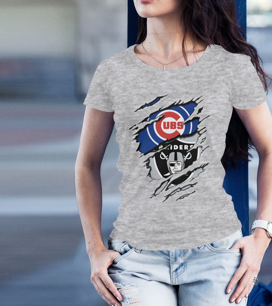 Cubs Raiders Logo Mashup T-Shirt