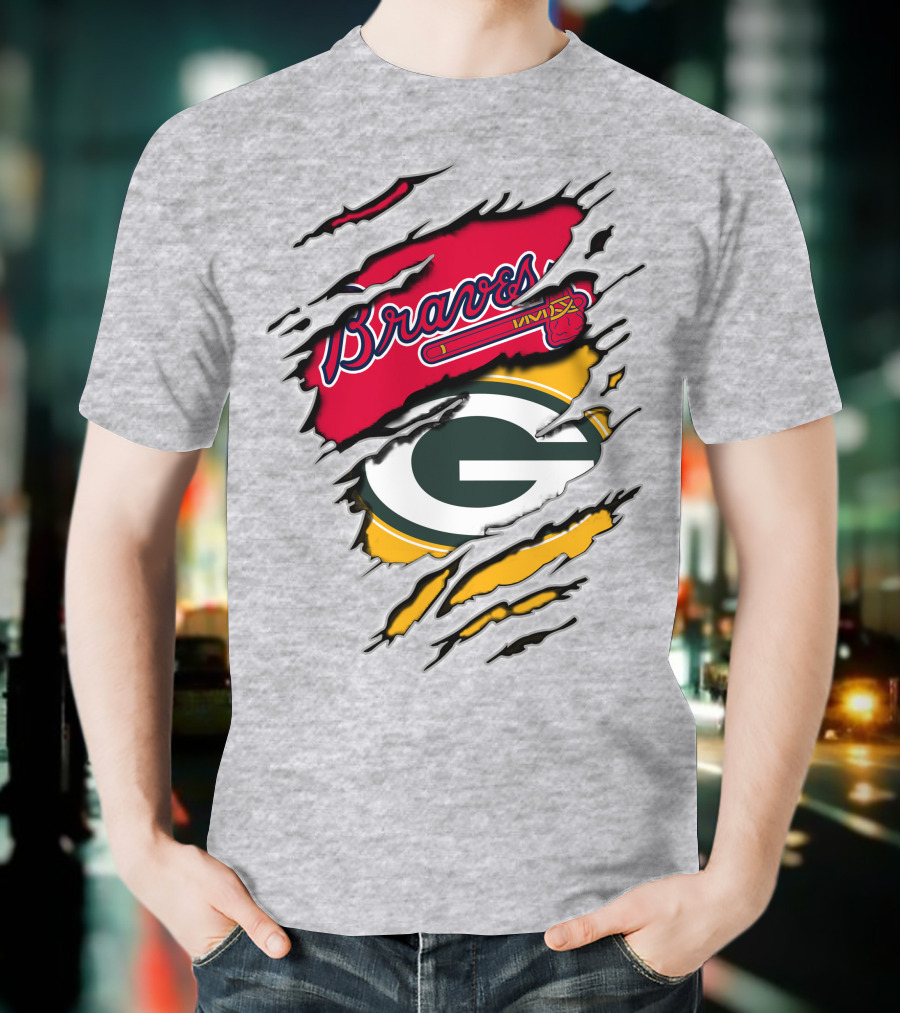 Braves Packers Torn Logo Mashup T-Shirt