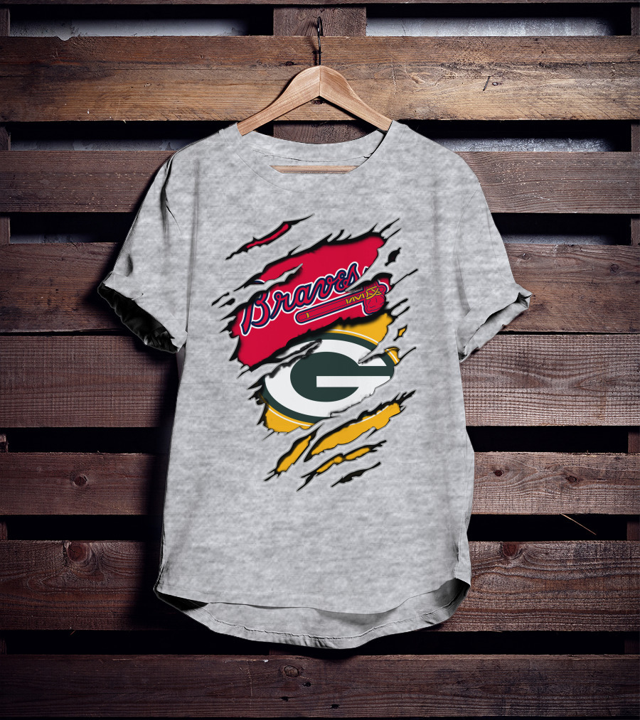 Braves Packers Torn Logo Mashup T-Shirt
