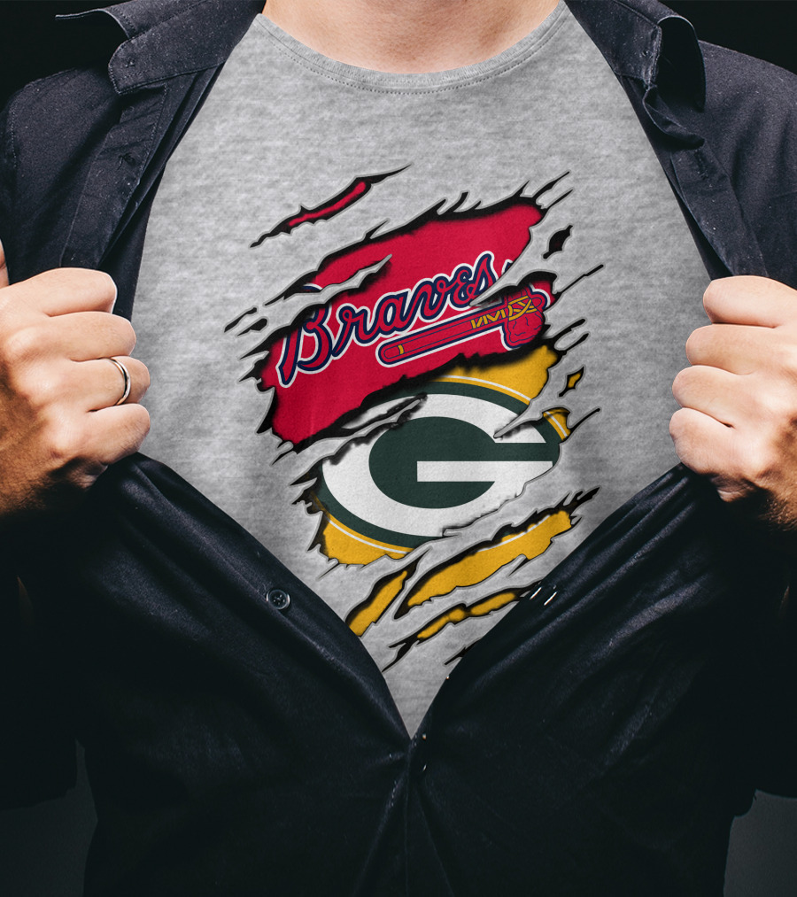 Braves Packers Torn Logo Mashup T-Shirt