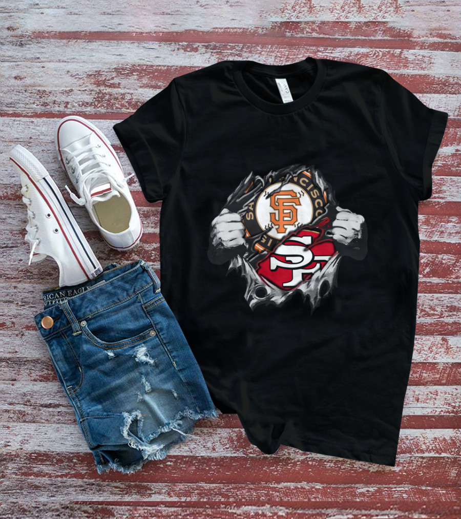 San Francisco 49ers And Giants Logo Fusion T-Shirt