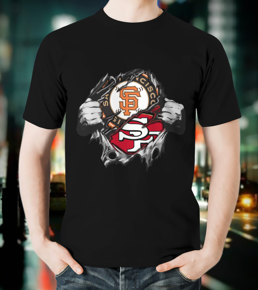 San Francisco 49ers And Giants Logo Fusion T-Shirt