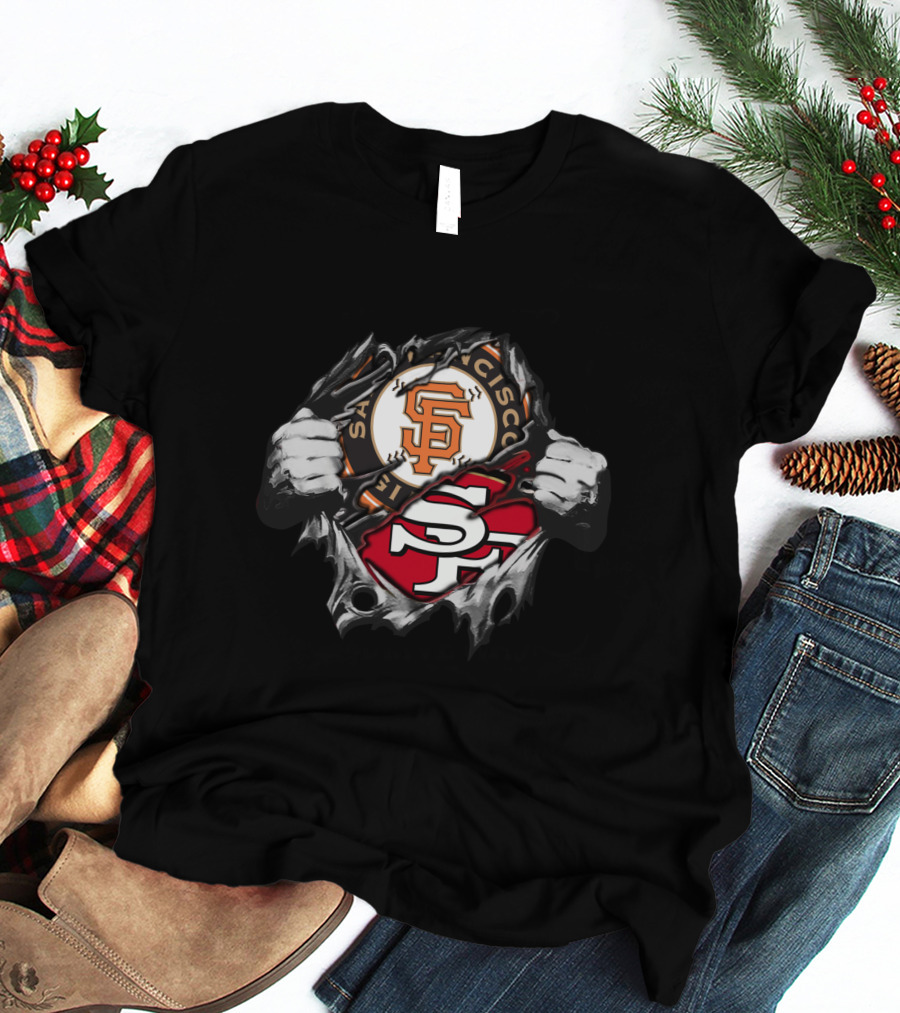 San Francisco 49ers And Giants Logo Fusion T-Shirt