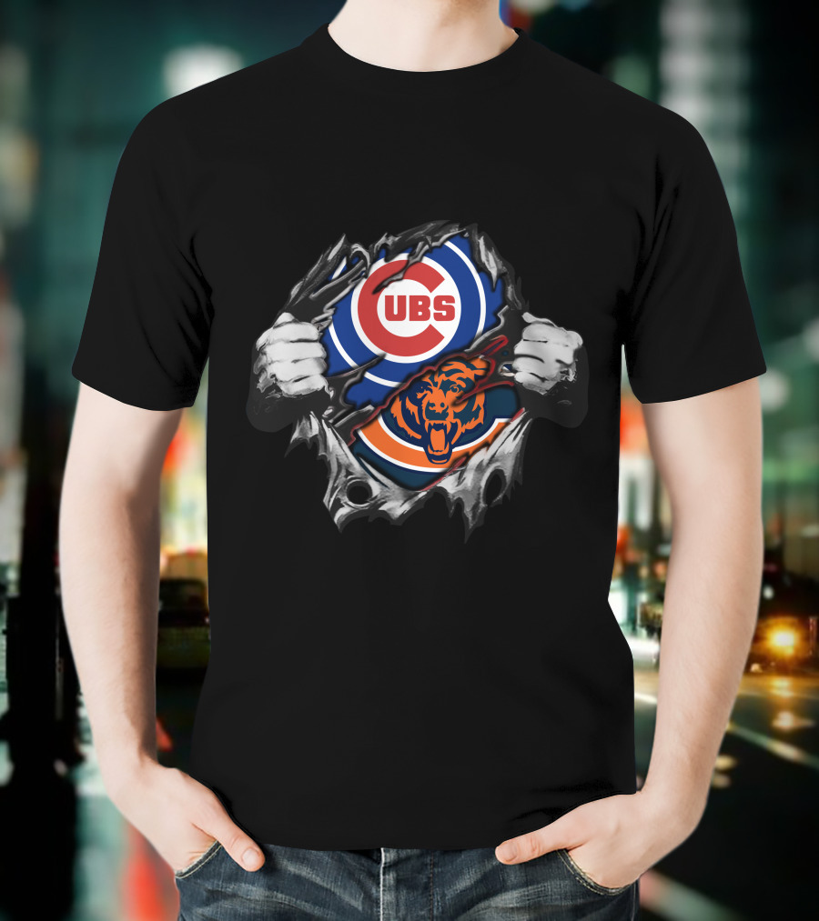 Cubs Bears Rip Through Hands T-Shirt
