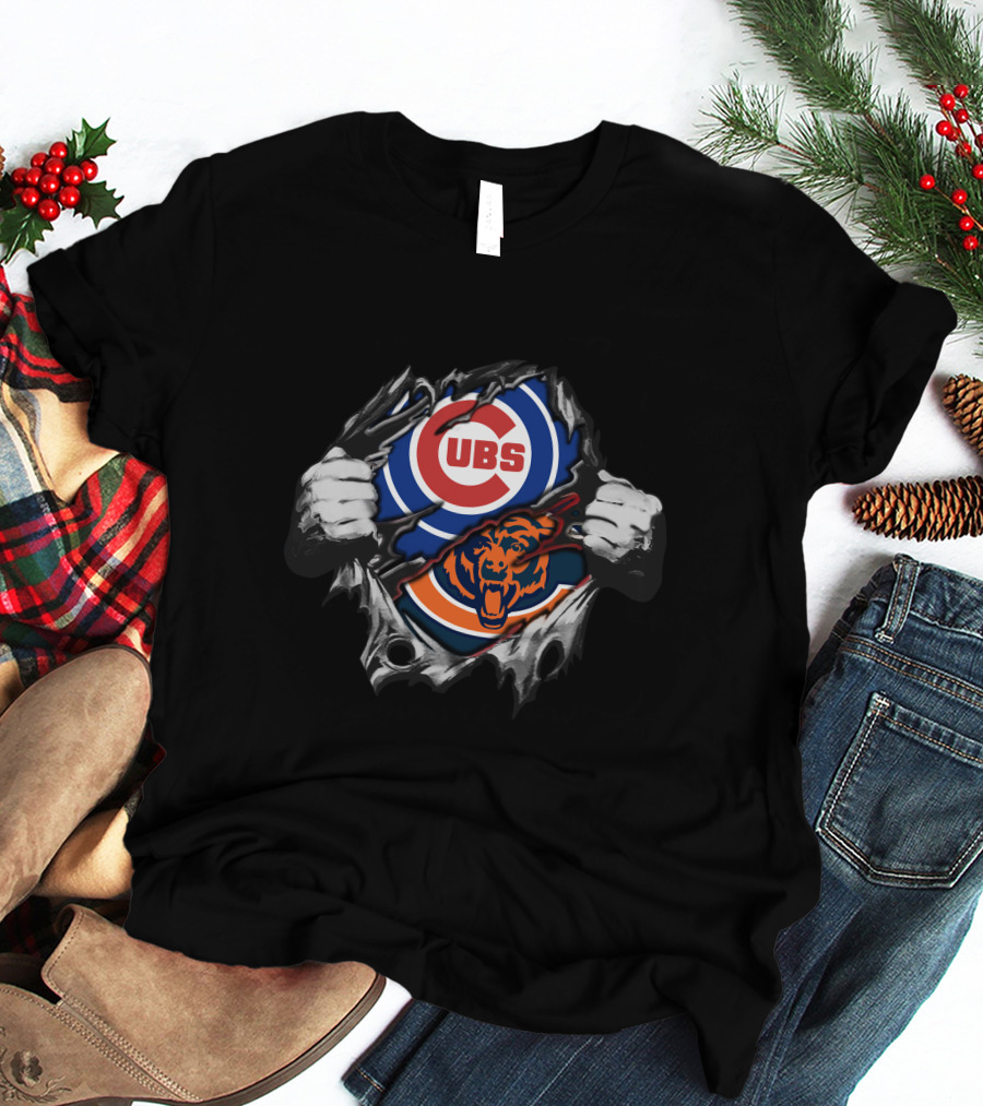 Cubs Bears Rip Through Hands T-Shirt