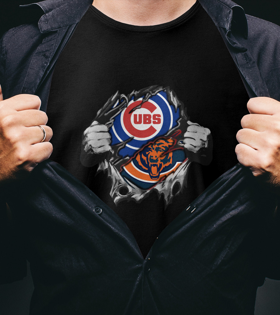 Cubs Bears Rip Through Hands T-Shirt