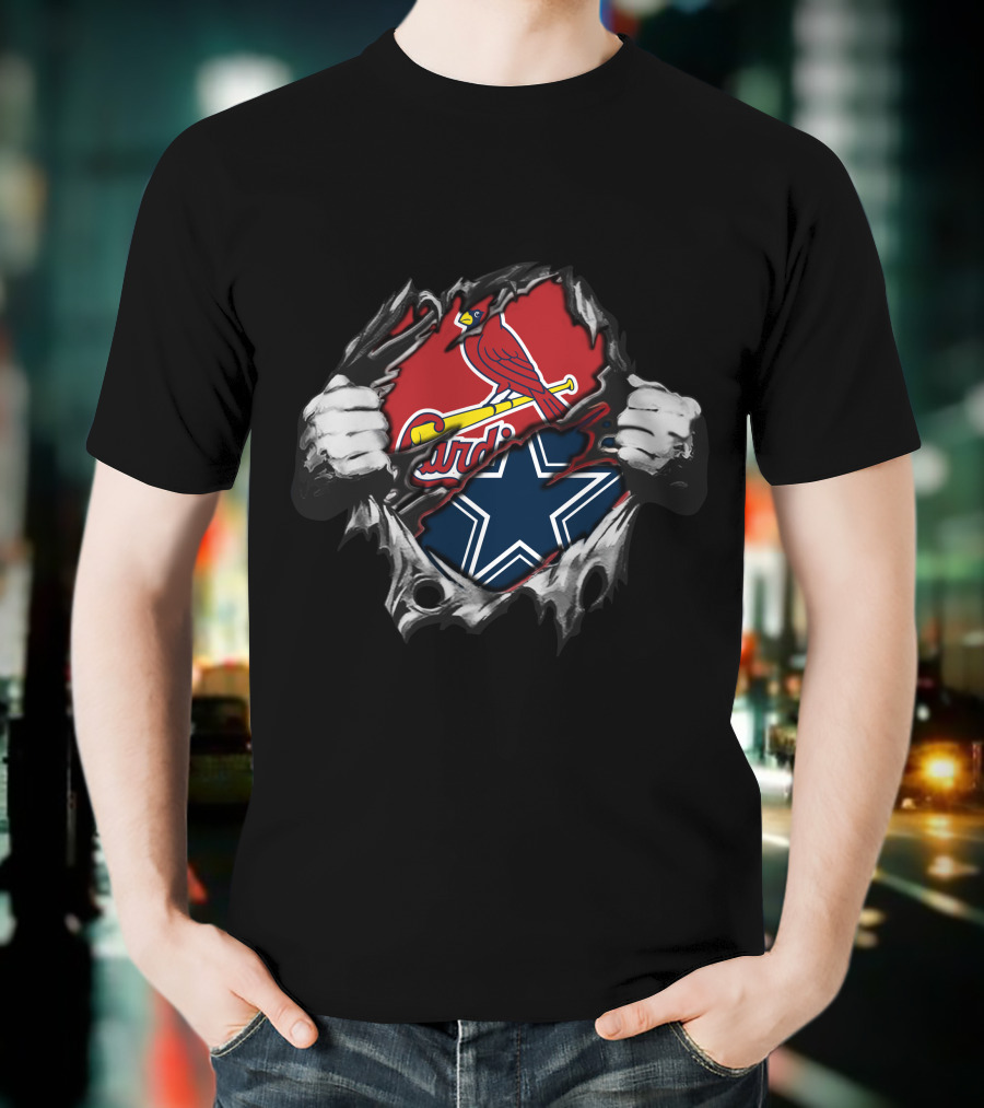 Cowboys Cardinals Bird Star Dual Logo Fusion T-Shirt
