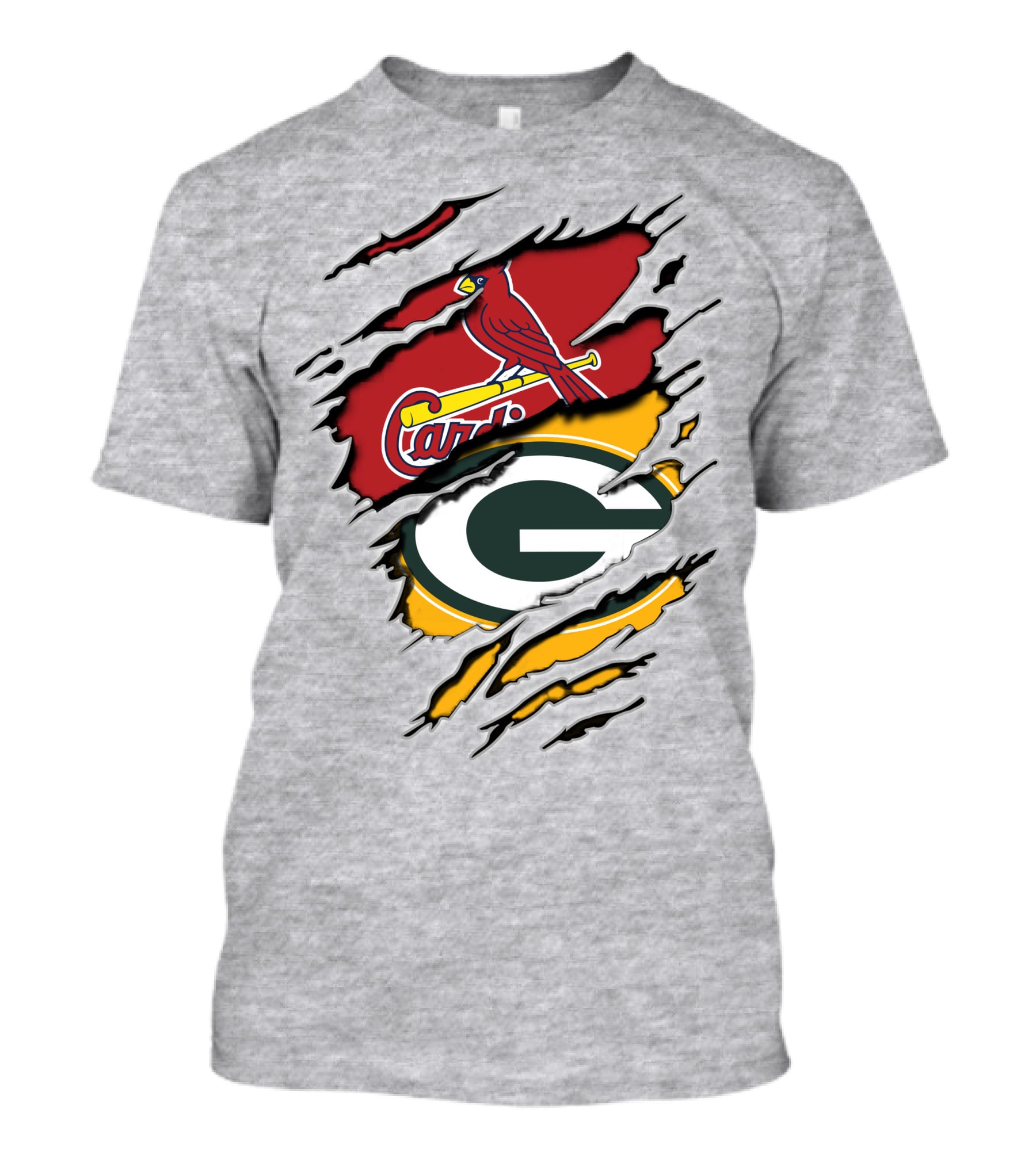 Packers Cardinals Torn Logo Mashup T-Shirt