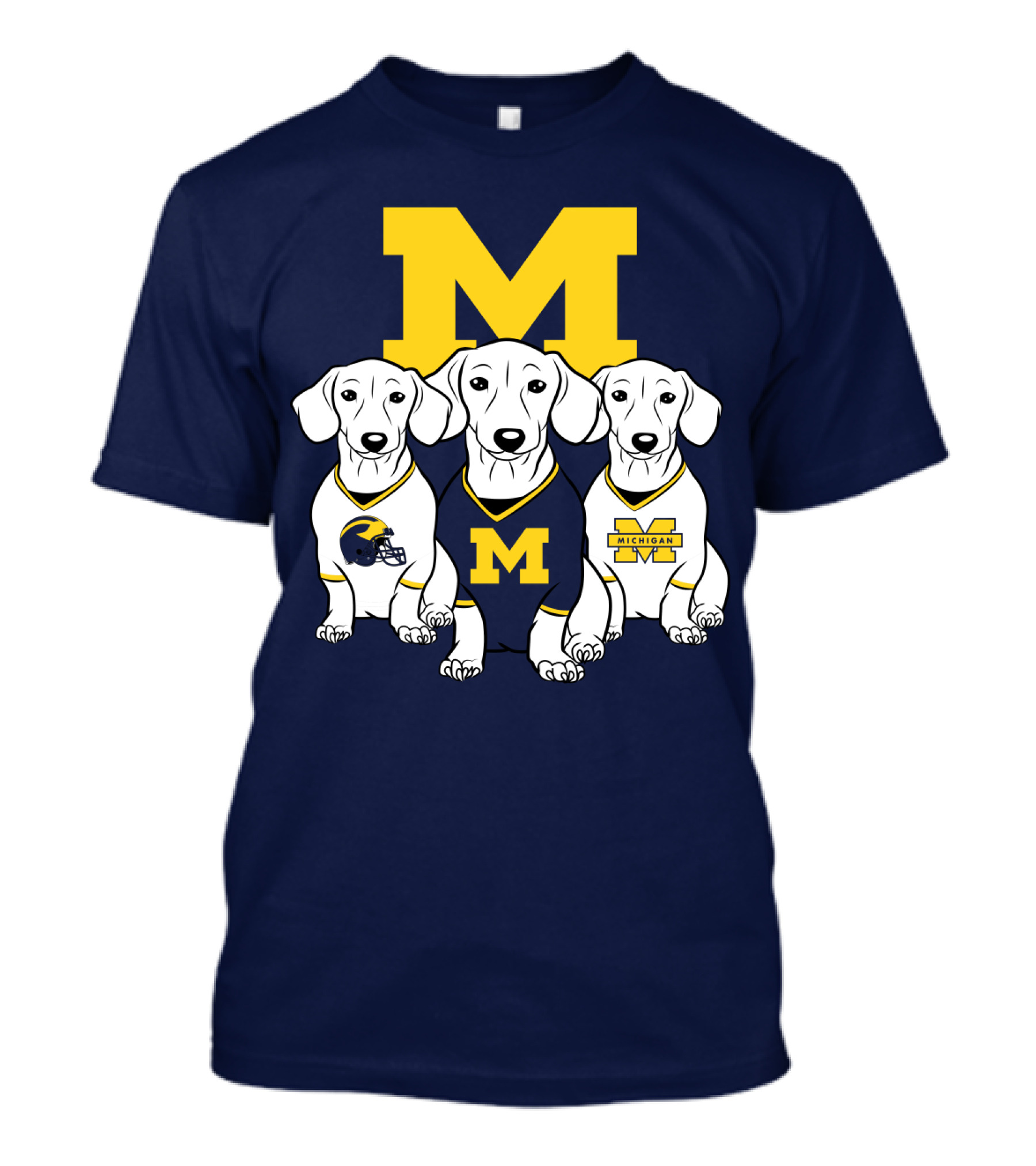 Michigan Wolverines Three Dachshund Dogs T-Shirt