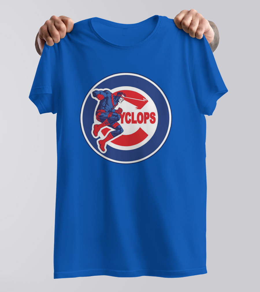 Chicago Cyclops MLB Superhero Logo Blue Background T-Shirt