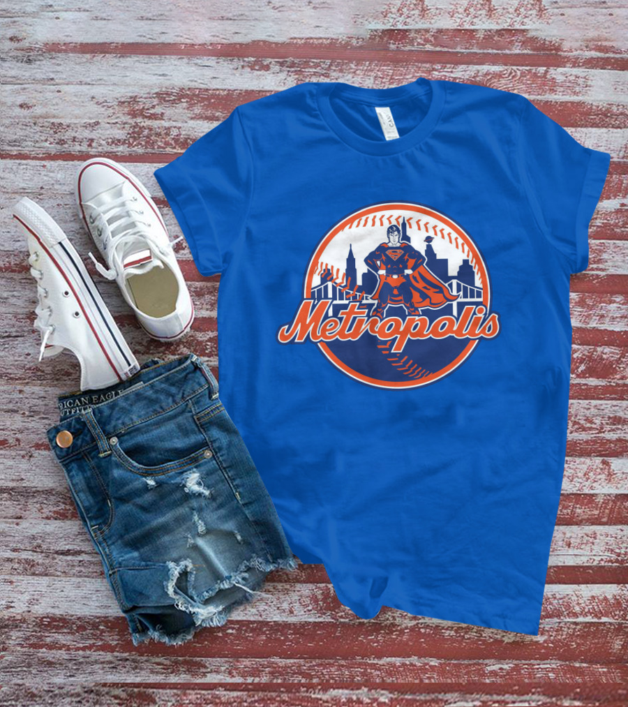 Metropolis Superman NY Baseball Skyline T-Shirt