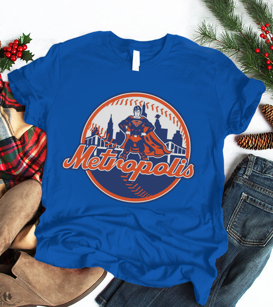 Metropolis Superman NY Baseball Skyline T-Shirt