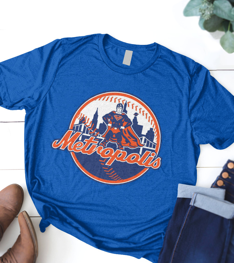 Metropolis Superman NY Baseball Skyline T-Shirt