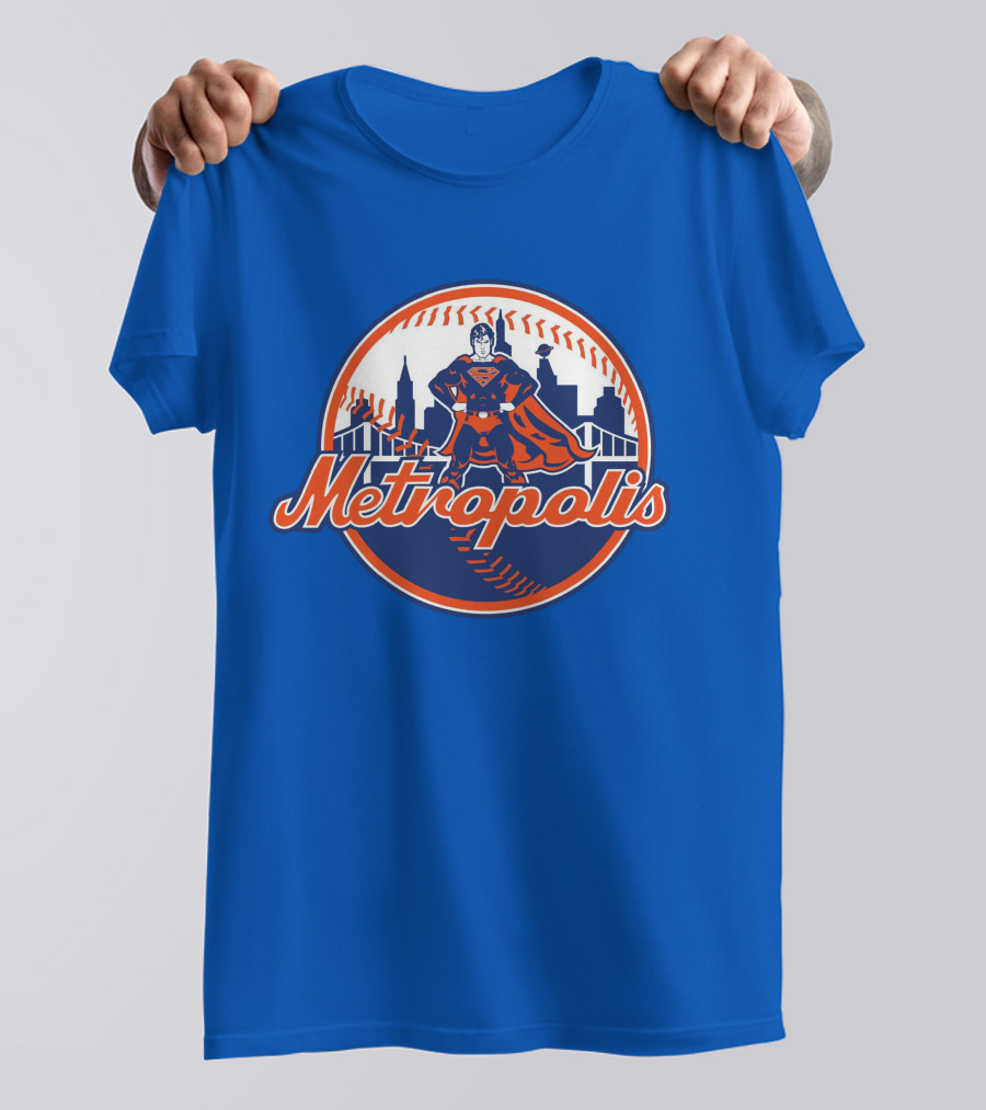 Metropolis Superman NY Baseball Skyline T-Shirt