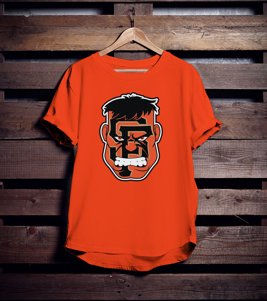 SF Giants Hulk Rage Face Orange T-Shirt