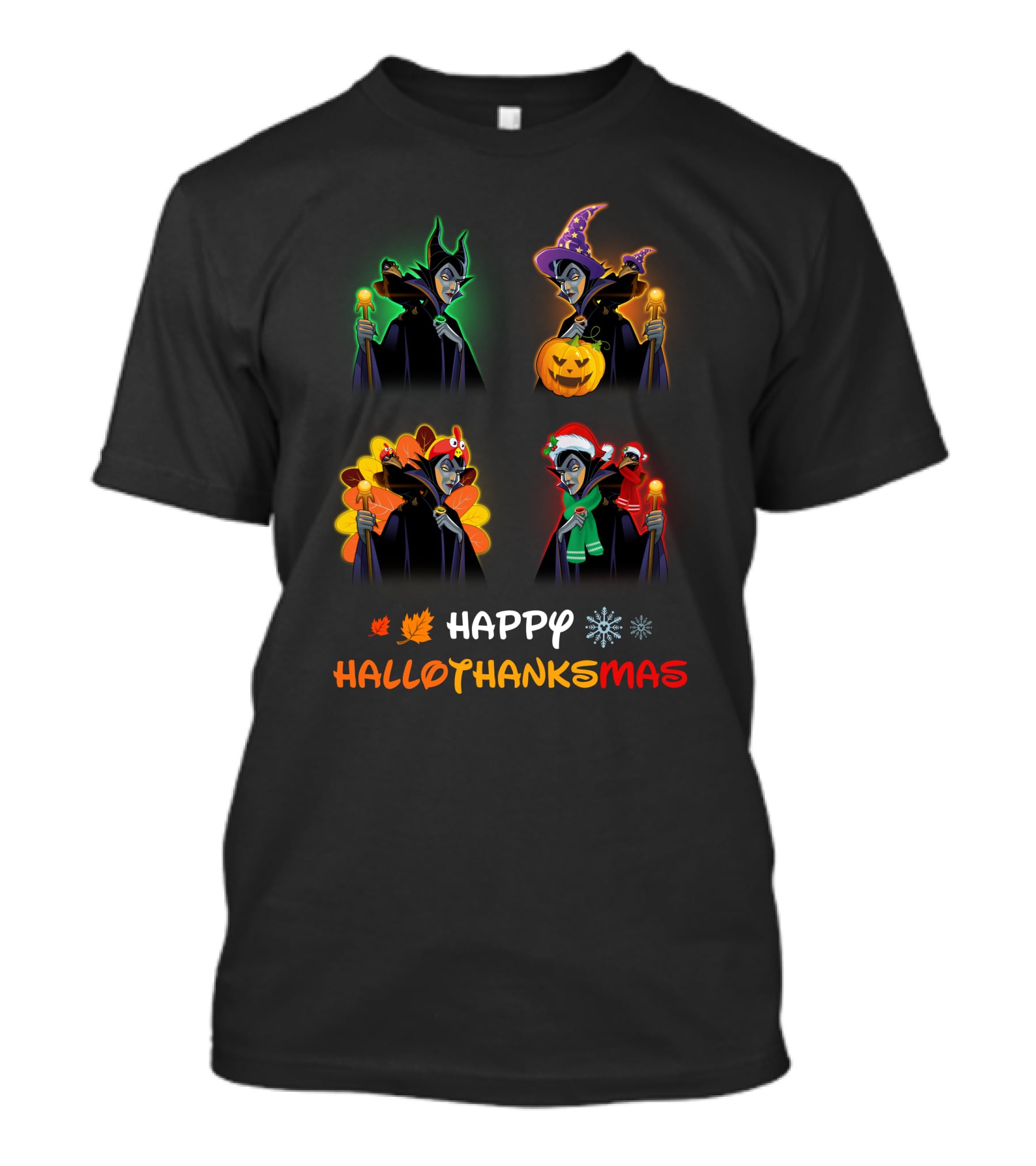 HAPPY HALLOTHANKSMAS MALEFICENT Halloween Thanksgiving Christmas T-Shirt