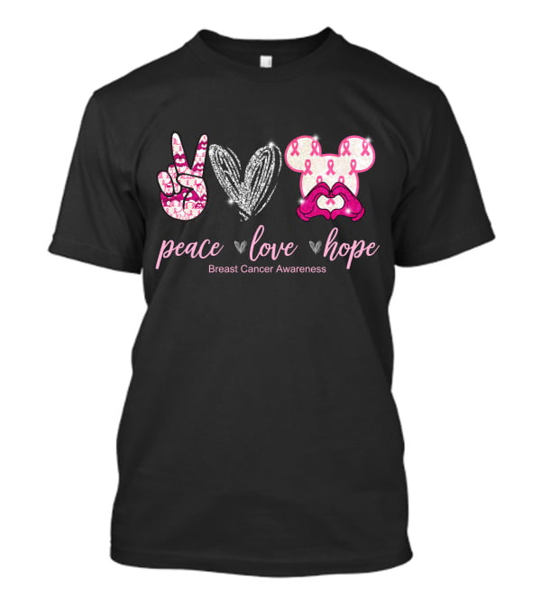 Peace Love Hope Breast Cancer Awareness T-Shirt
